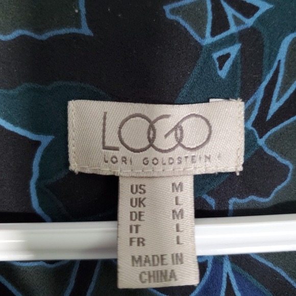 Logo Lori Goldstein Women Stretch Shirt Size Medium Floral Button Office Artsy - Picture 5 of 12